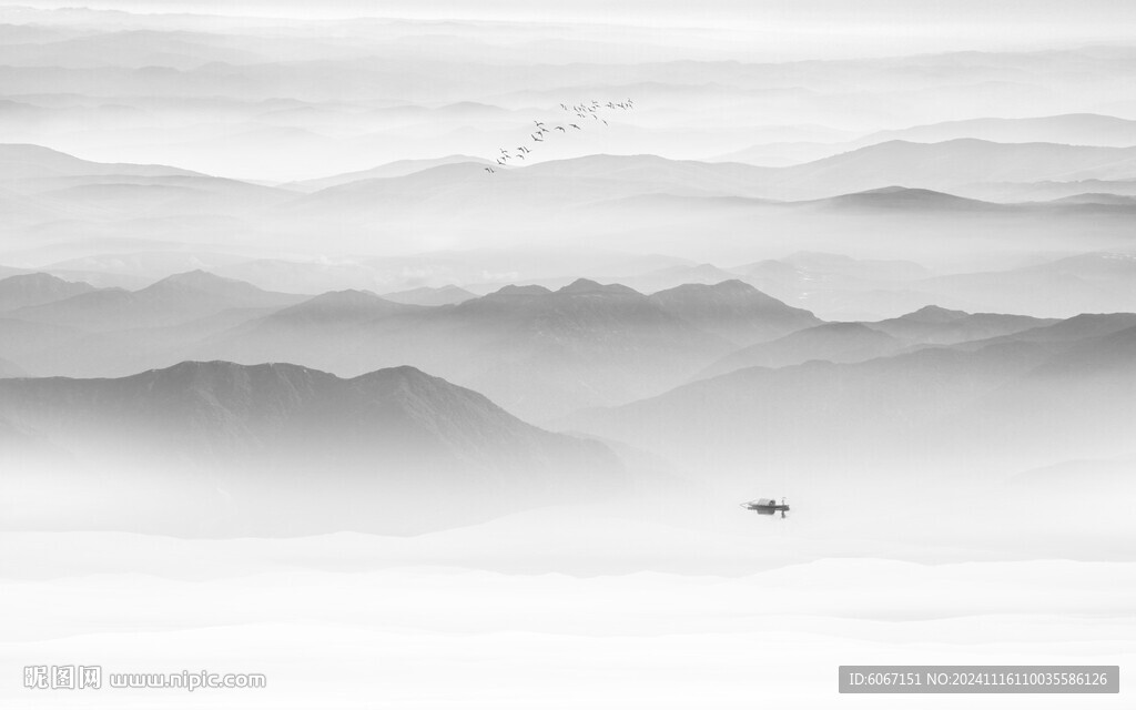 山水水墨山水画