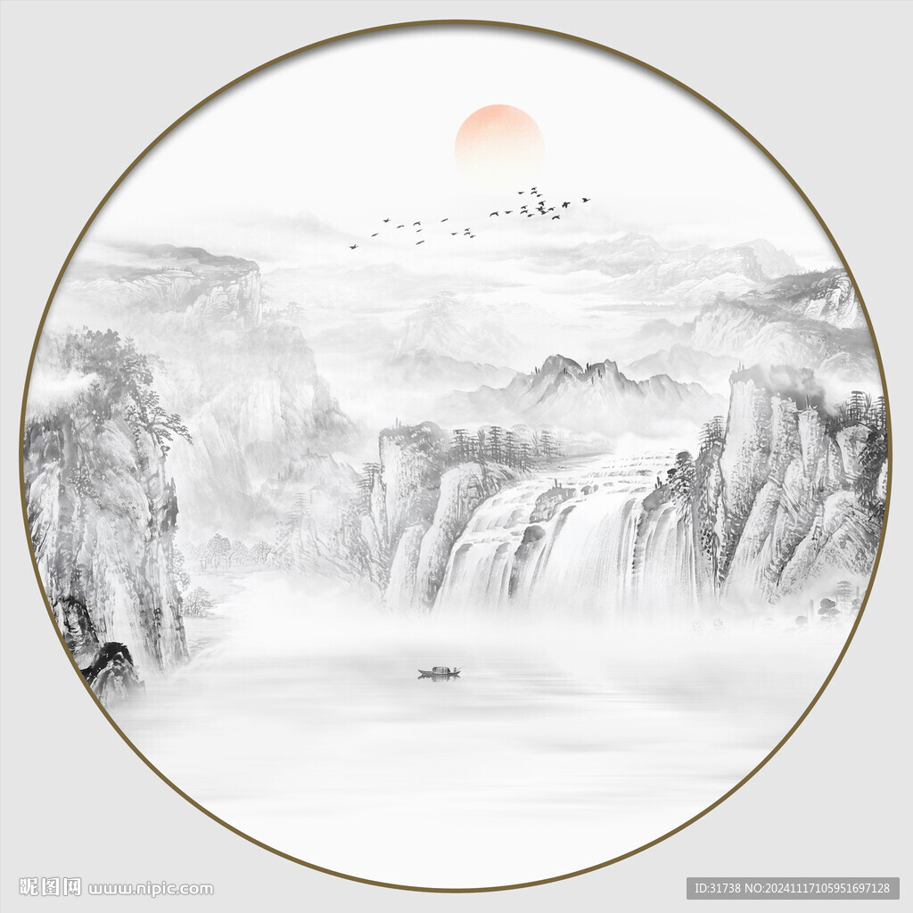 圆形山水画