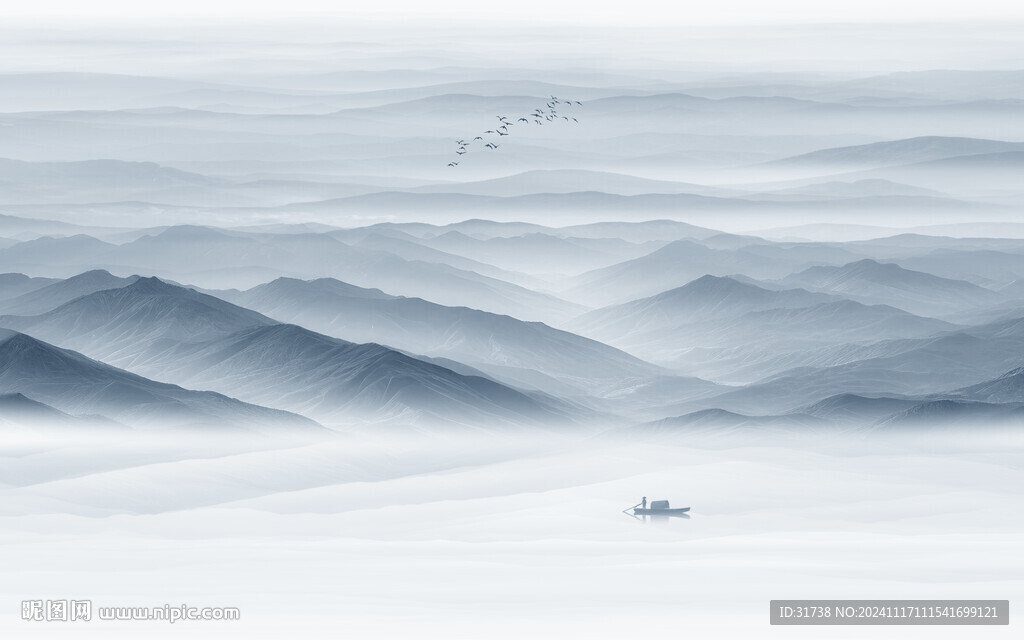 山水水墨画背景墙