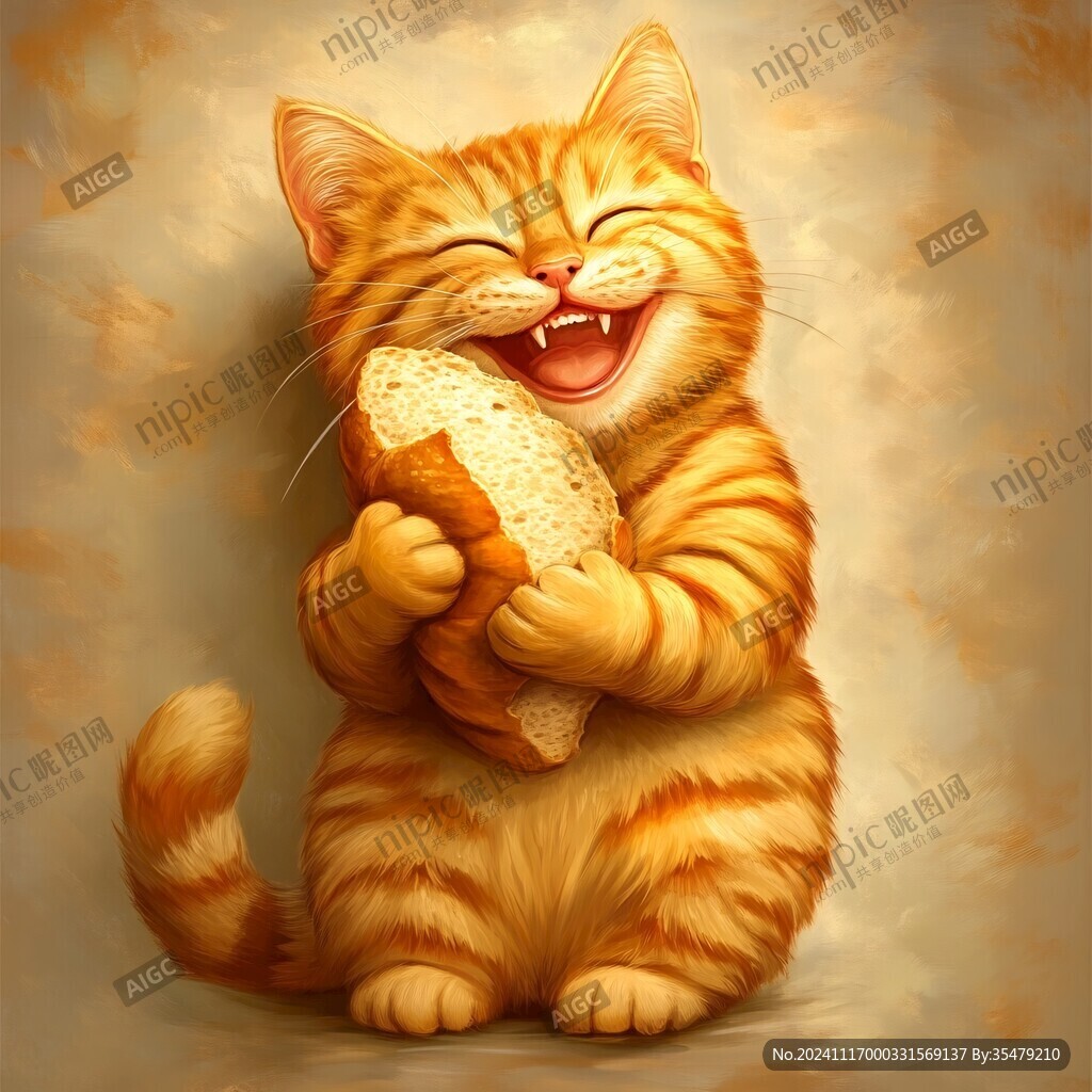 开心的猫插画