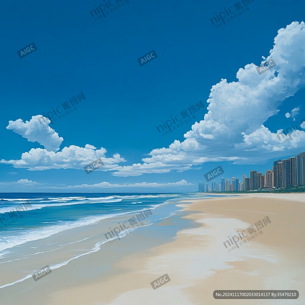 沙滩风景画
