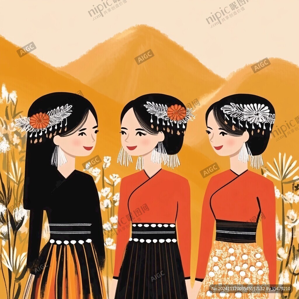 彝族美女插画