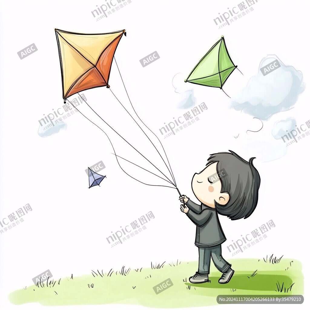 放风筝手绘