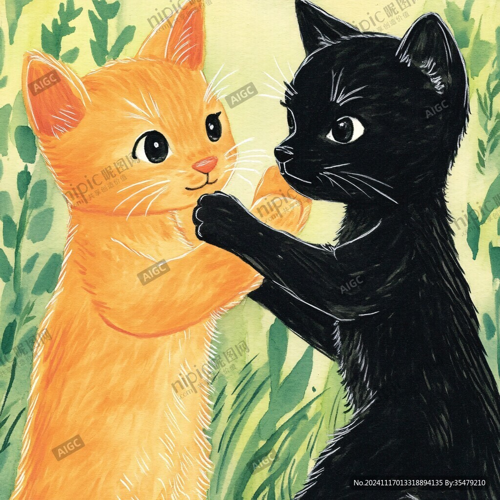 猫咪对话插画