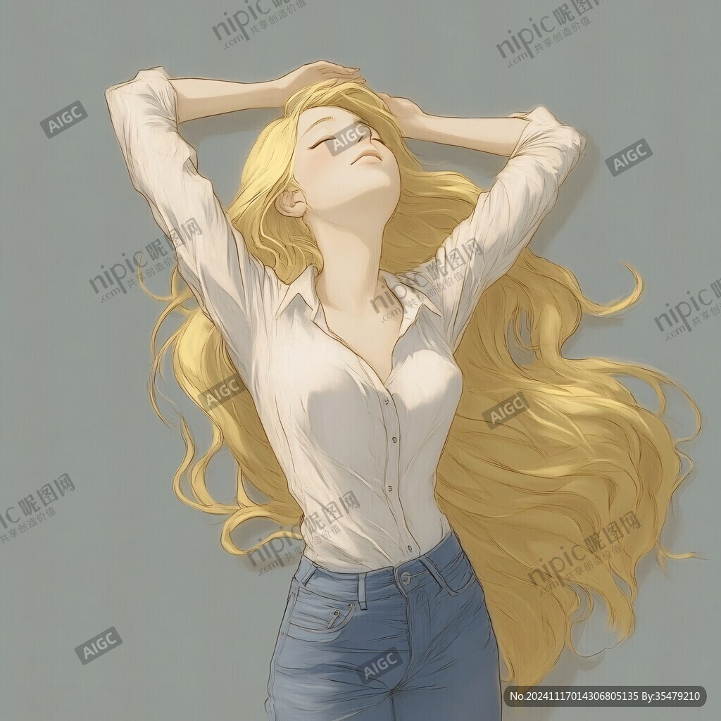 长发少女插画