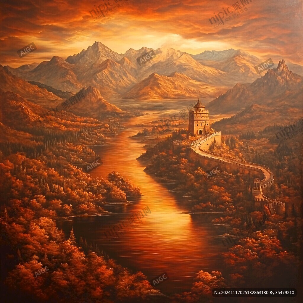 金光万丈油画