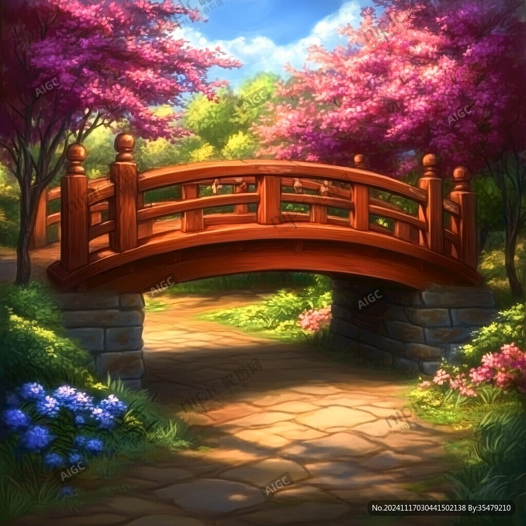 木桥插画