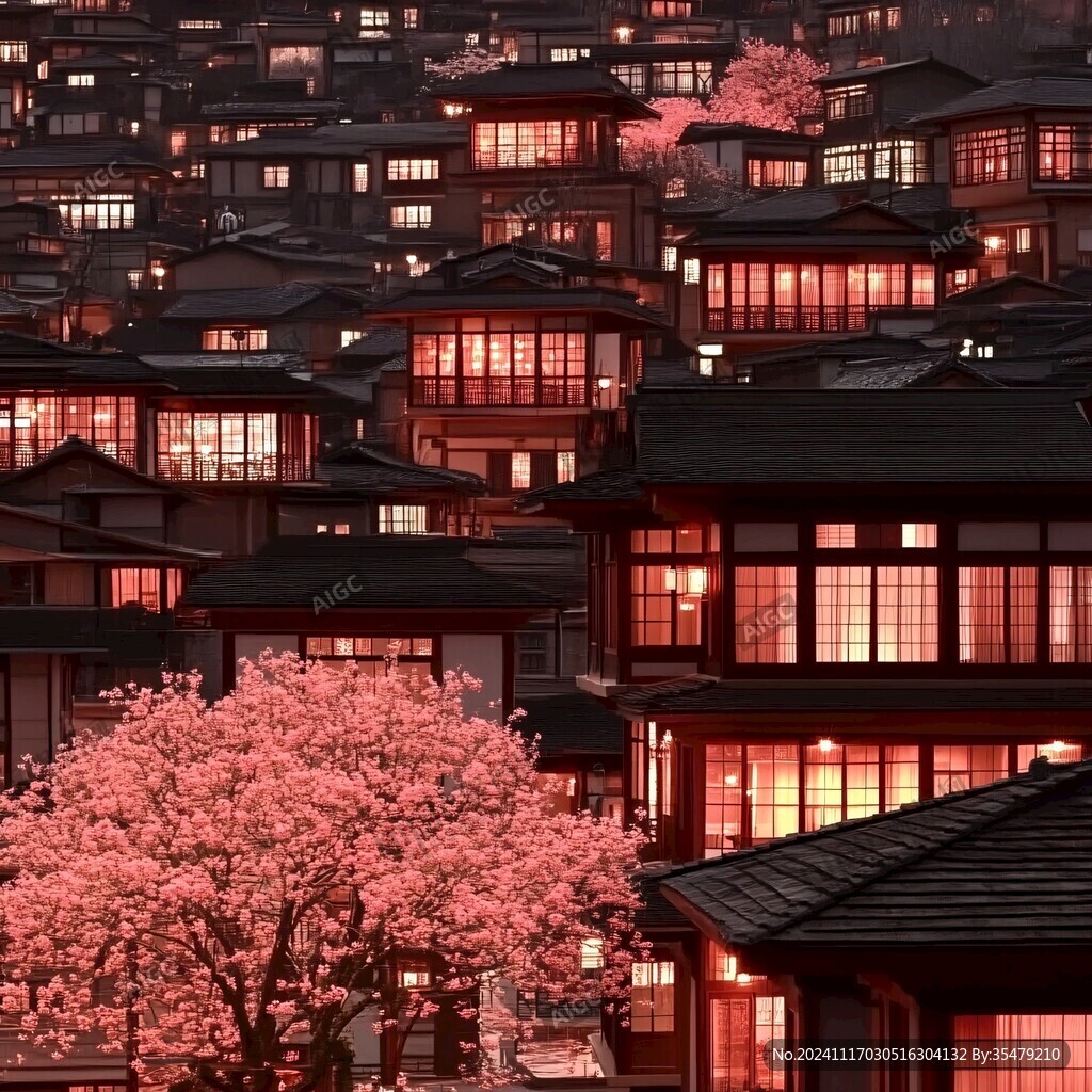 唯美古镇夜色