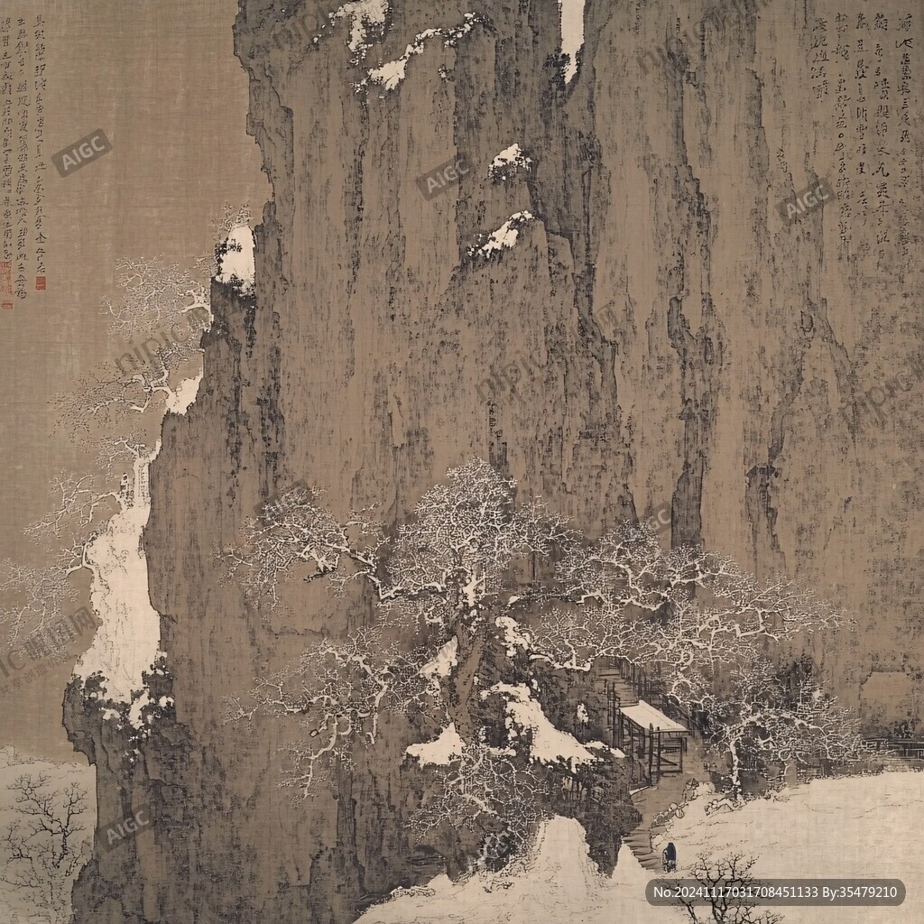 范宽雪景寒林图轴