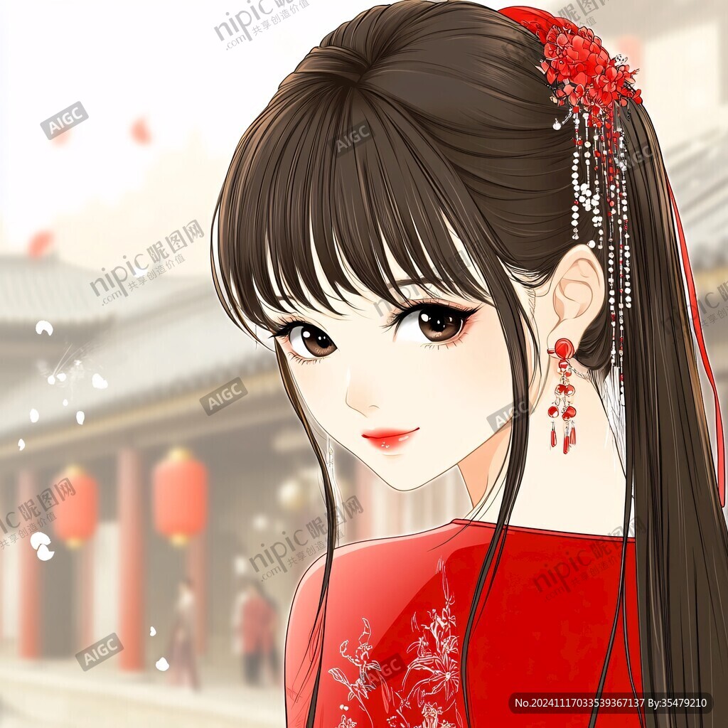 红衣少女设计古风