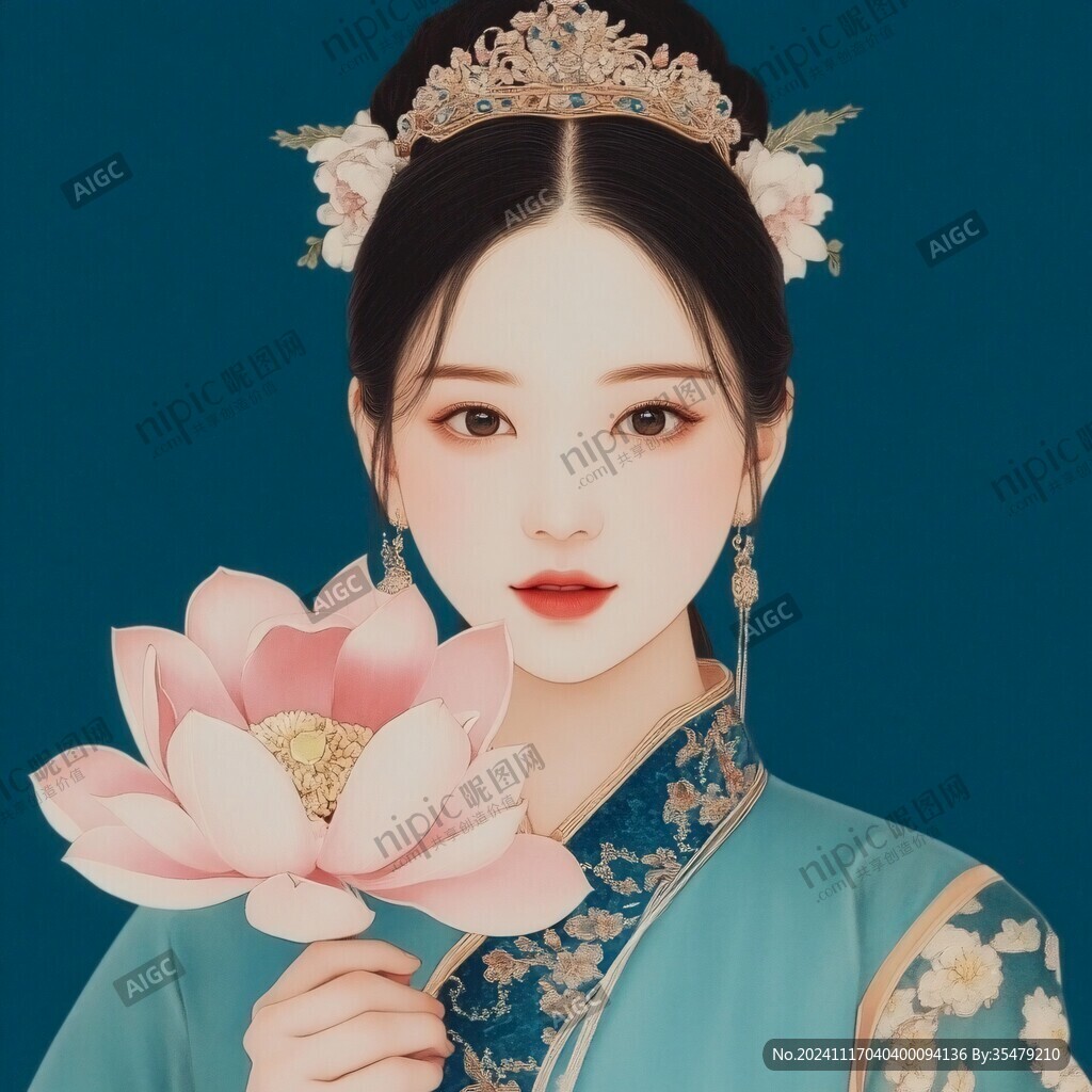 古风美女头像插画封面