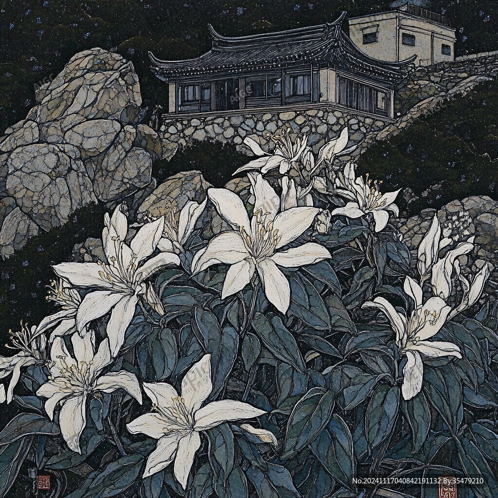 胡杭白菊插画