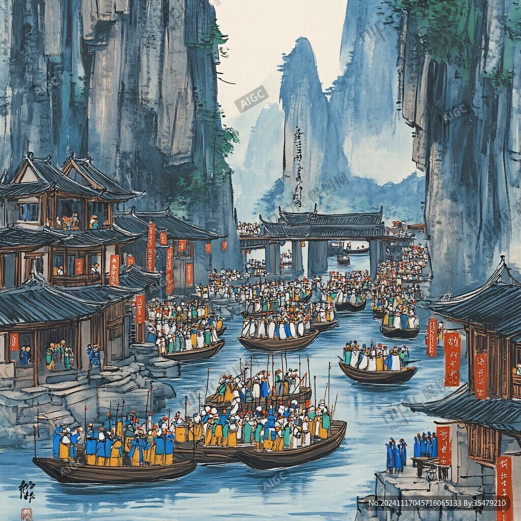 广济桥插画
