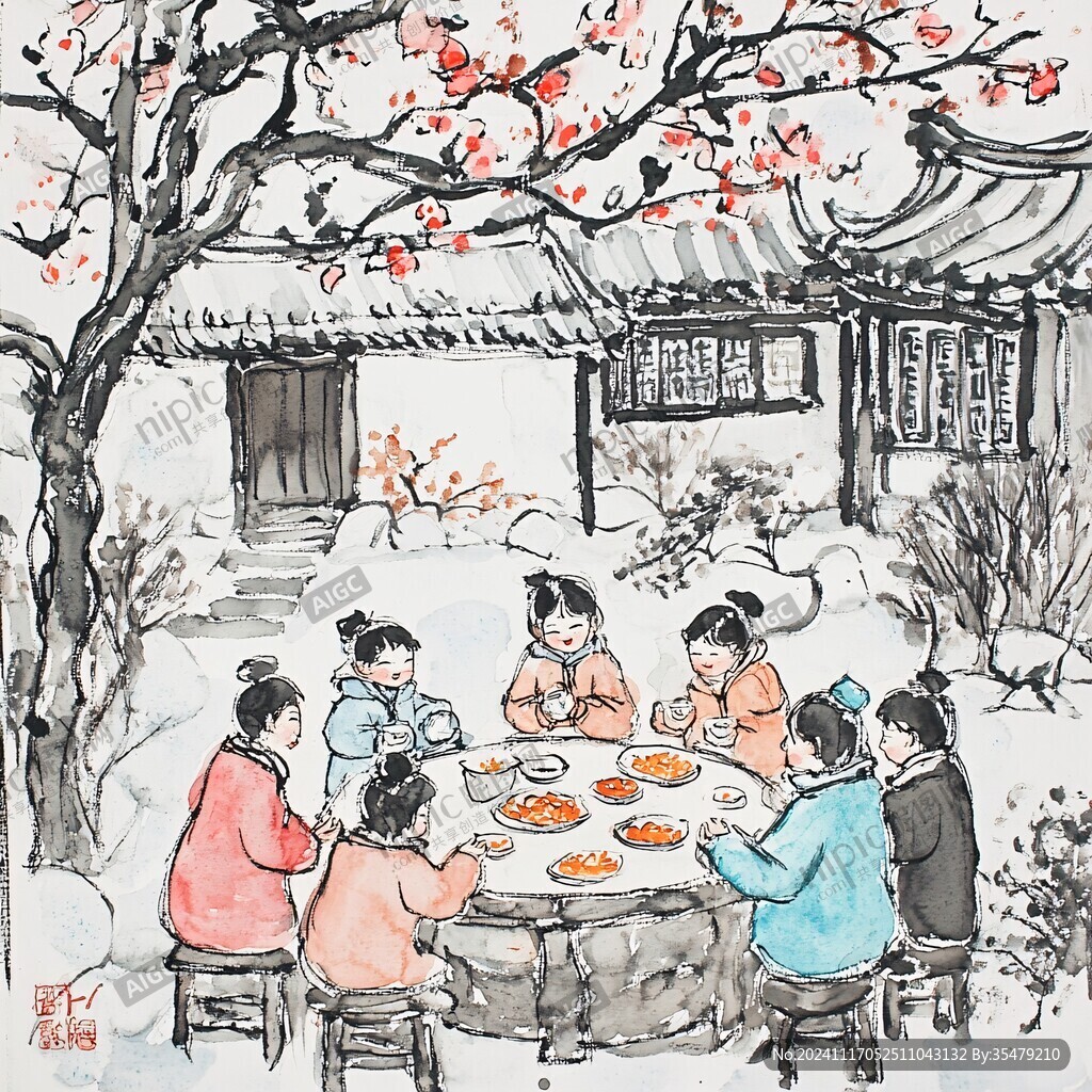 村民聚餐画