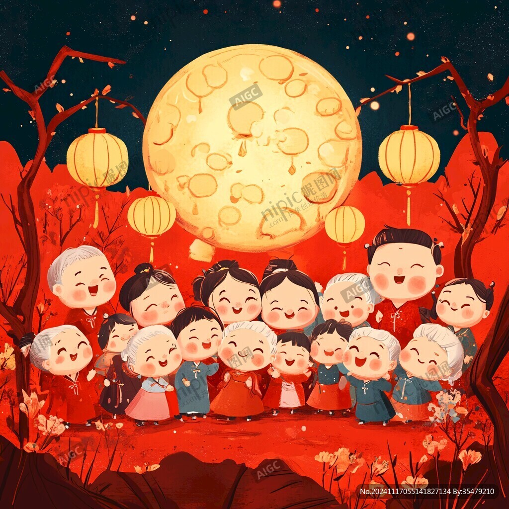 阖家团圆插画