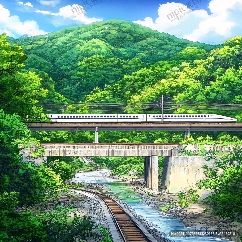 山林中行驶的动车