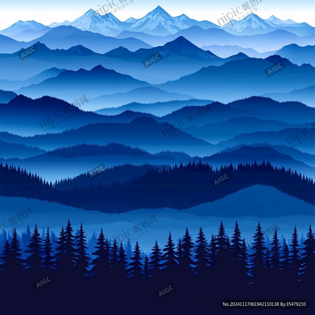 蓝调远山背景