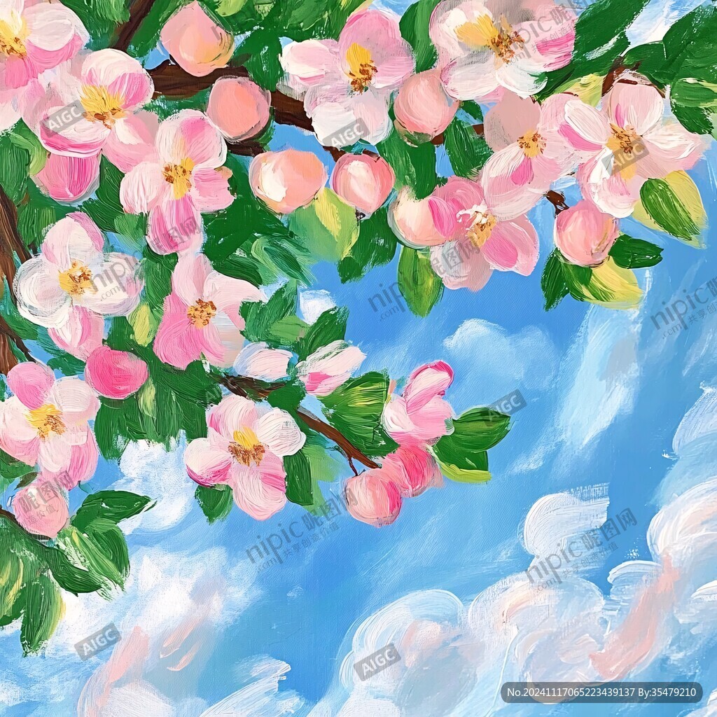 苹果花插画