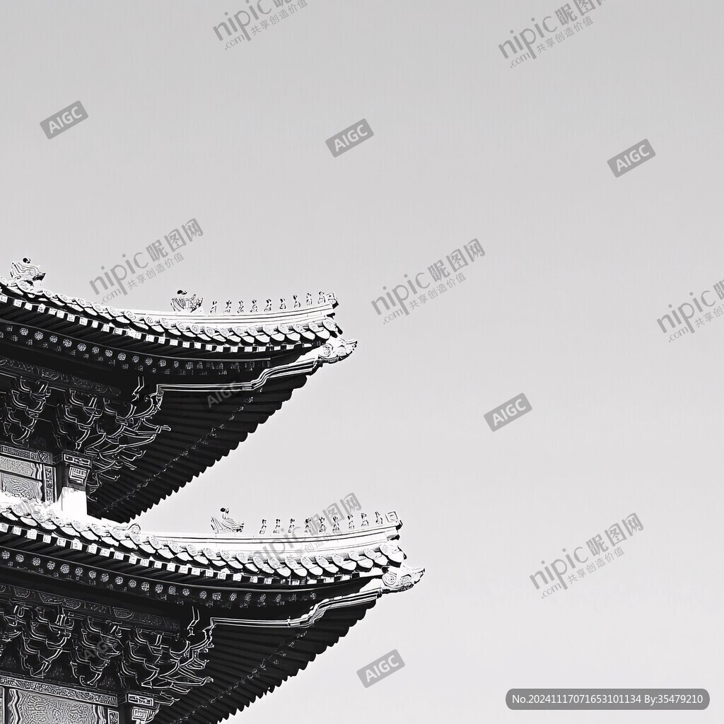 城楼黑白图片