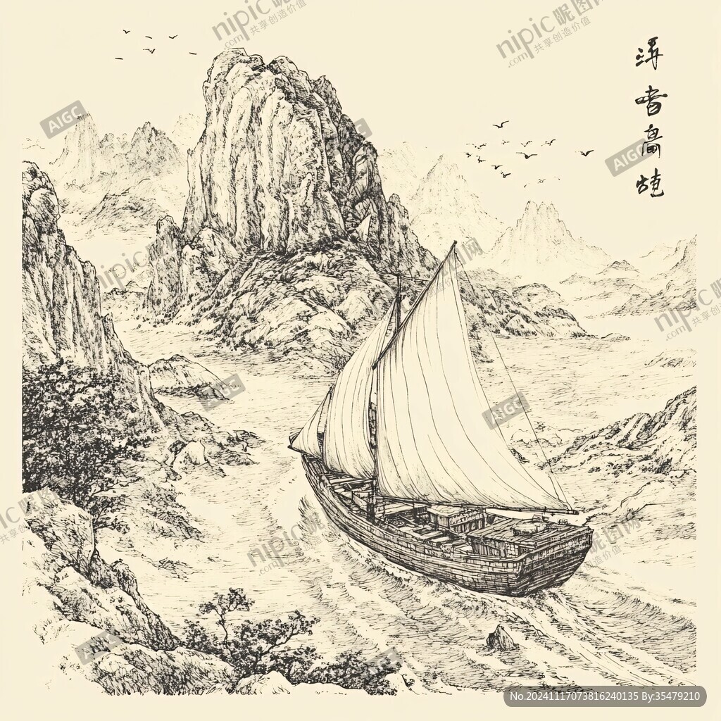 扬帆远航线稿
