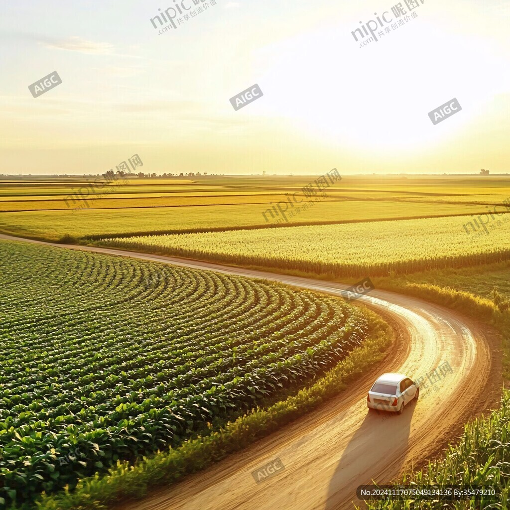 麦地里白色轿车