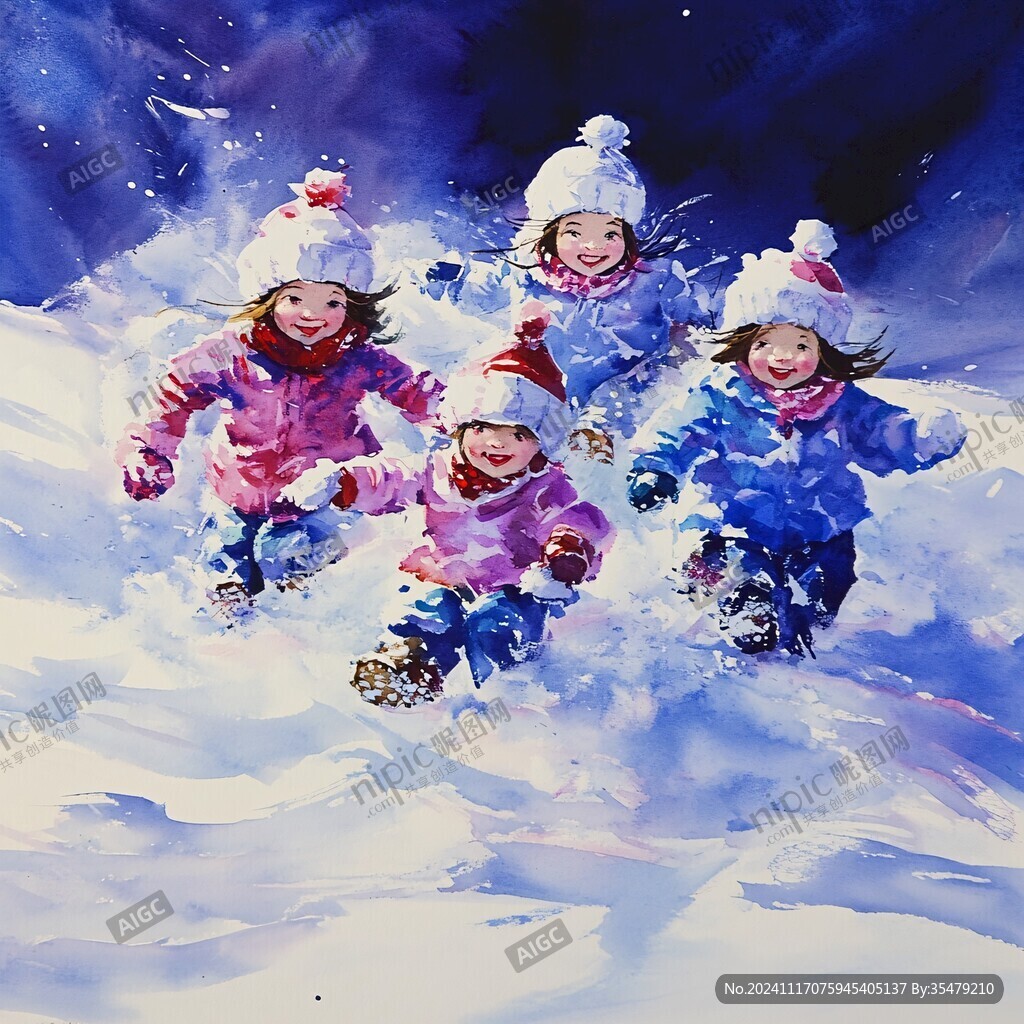 打雪仗插画
