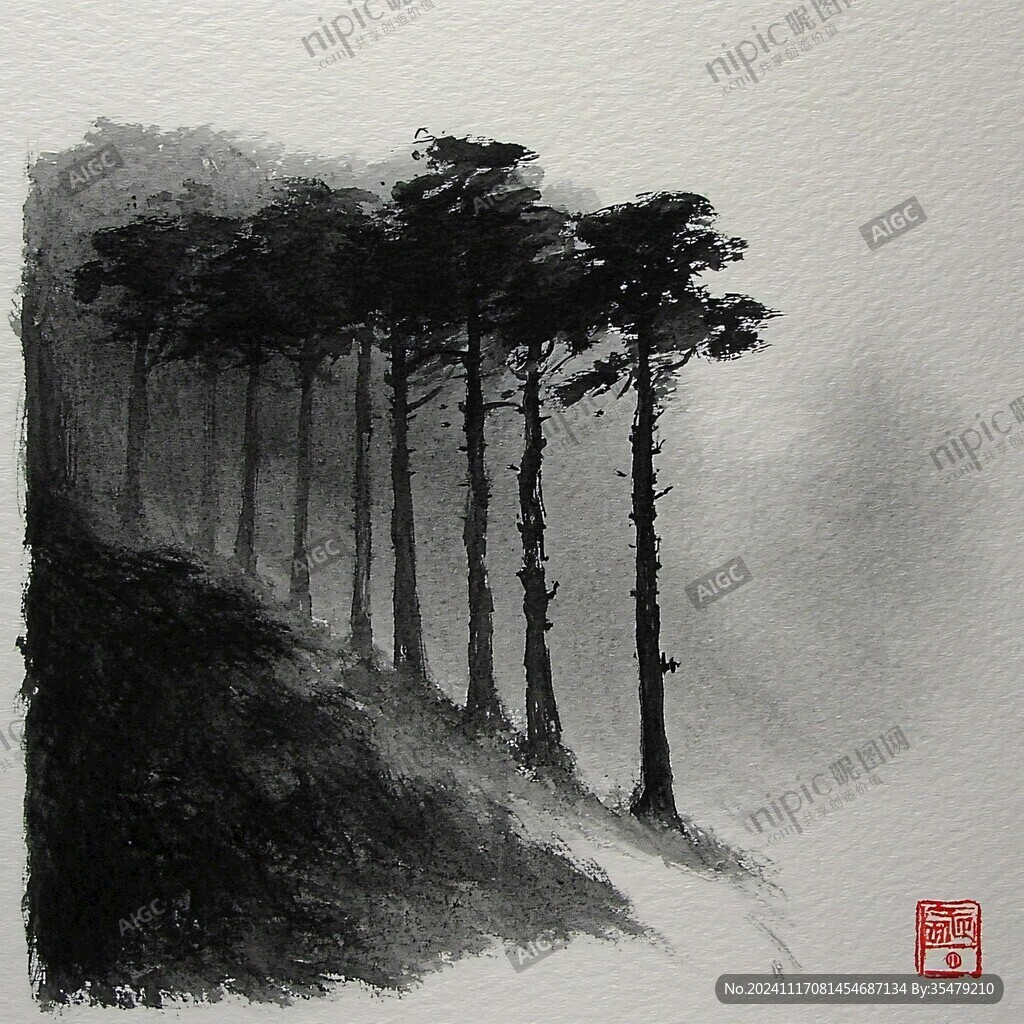 松林水墨画