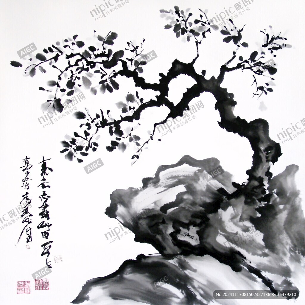 白梅风水画