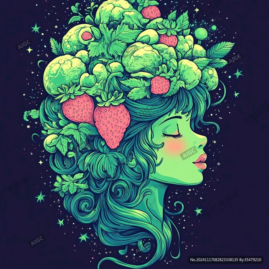 草莓女孩包装插画