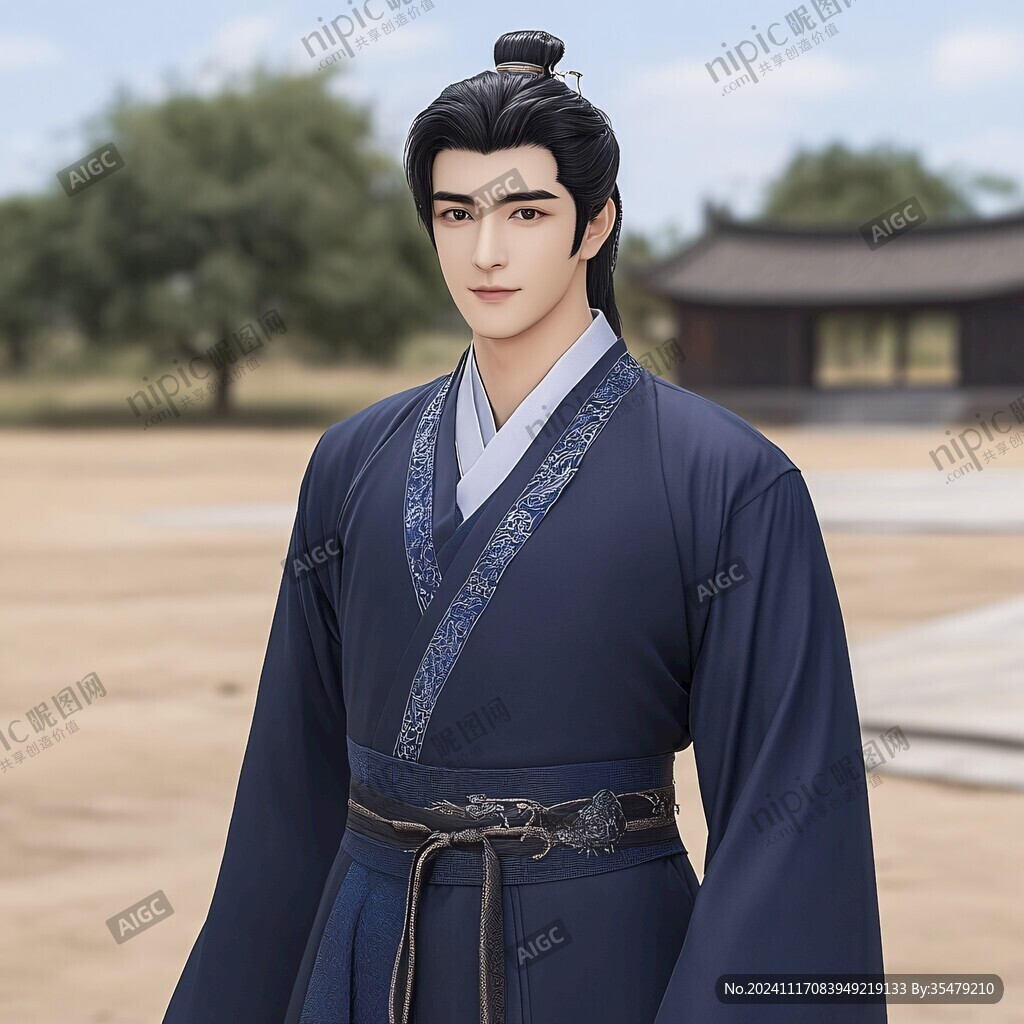 蓝色古装衣服
