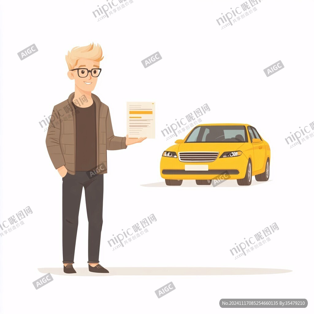 卡通人物提交汽车保险索赔