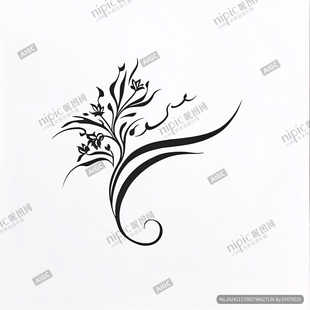 手绘卷草纹
