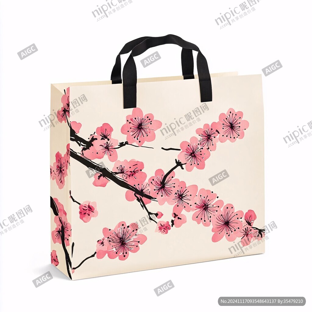 国画梅花手提袋