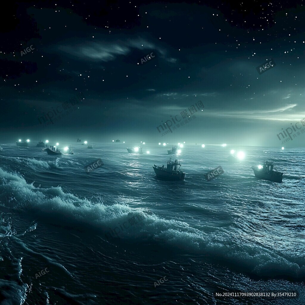 梦幻海上夜景