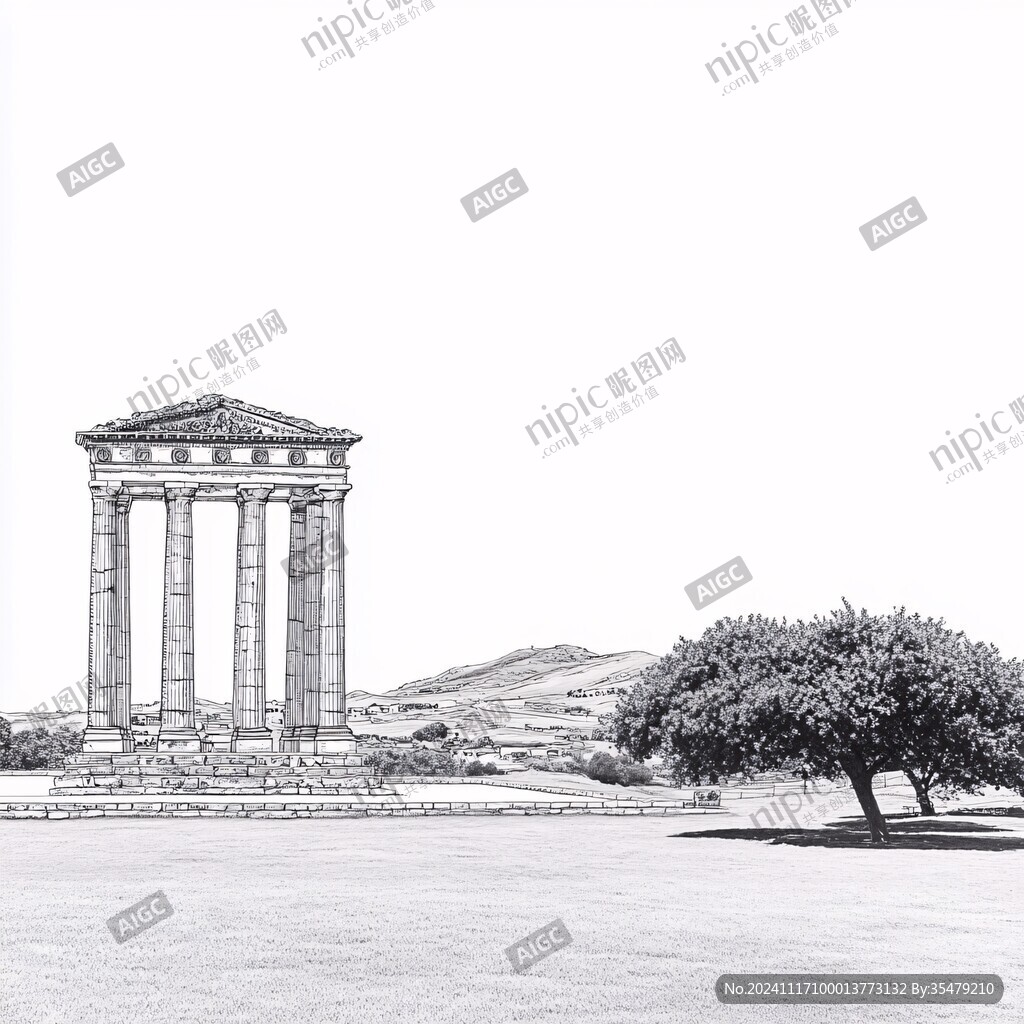 雅典插画宣传素材背景
