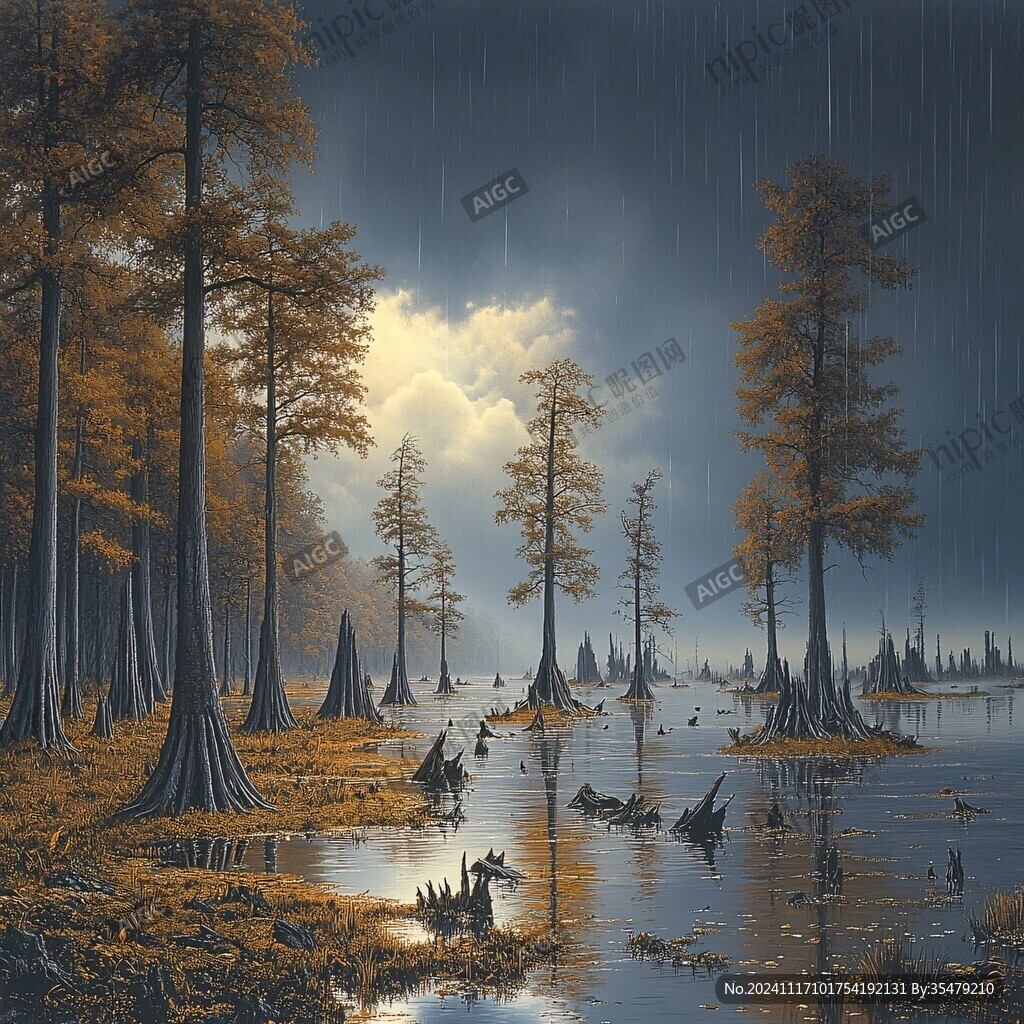 滩涂湿地插画