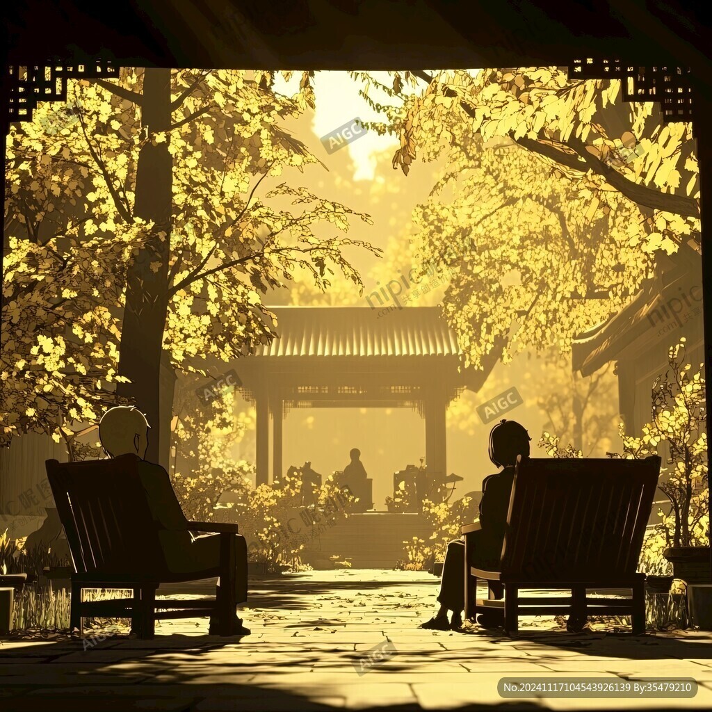 皇宫银杏插画