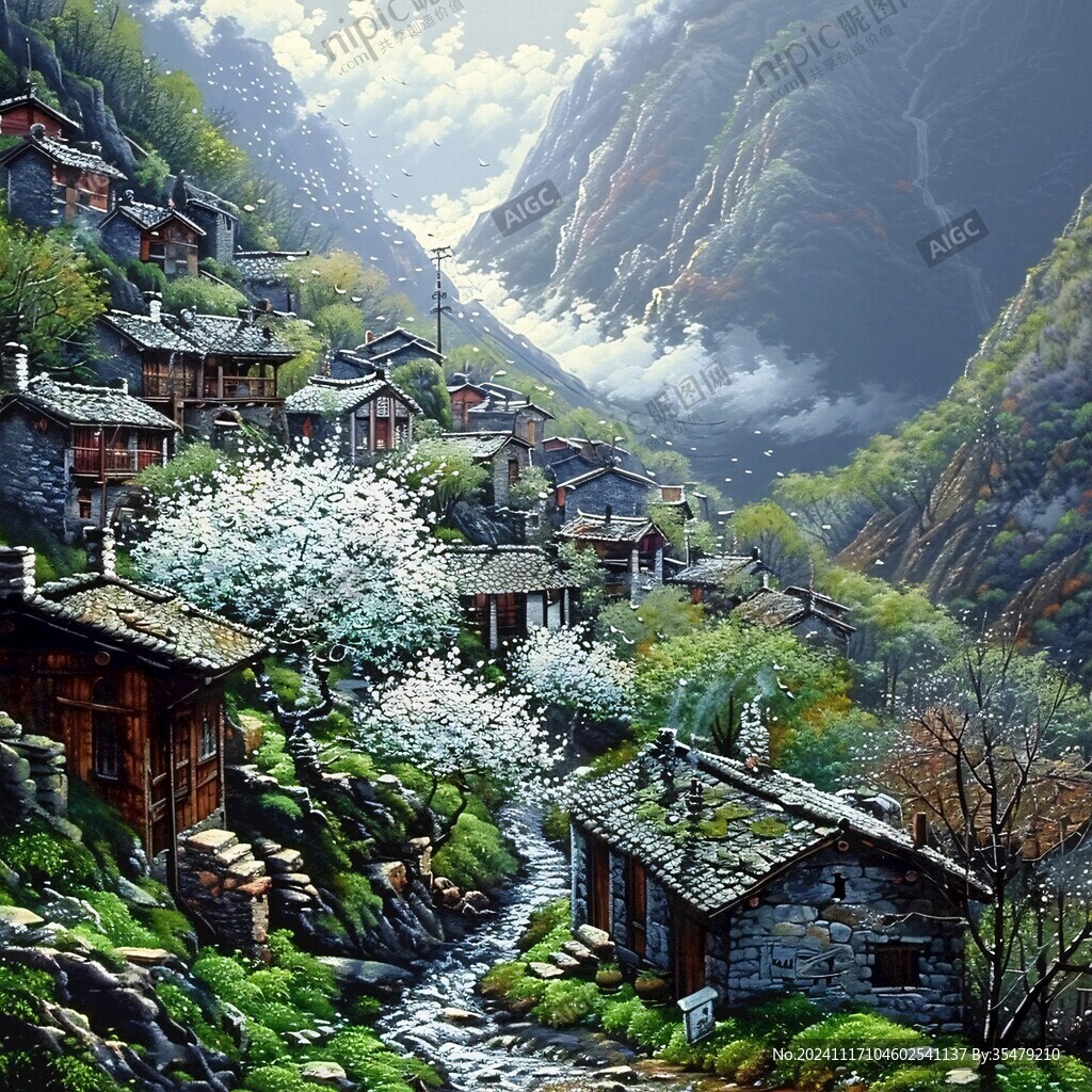 爨底下风情油画