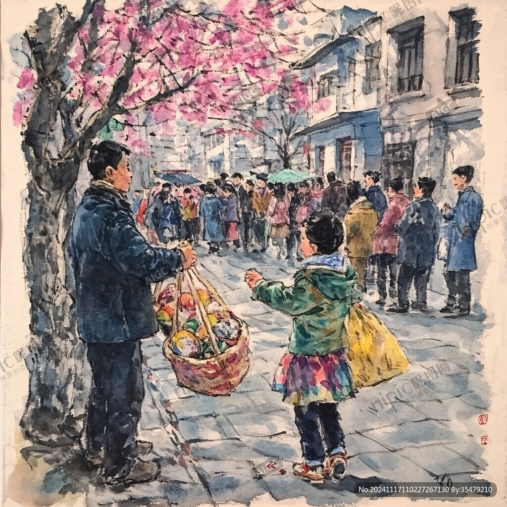 劝业街手绘插画