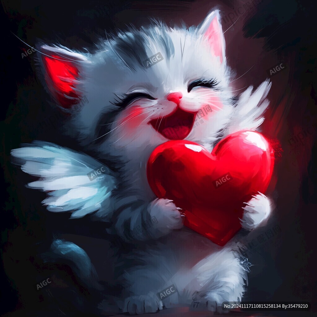 开心的猫插画
