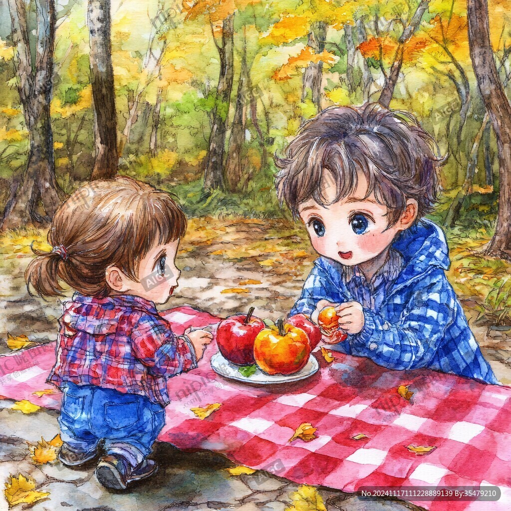 吃苹果小朋友