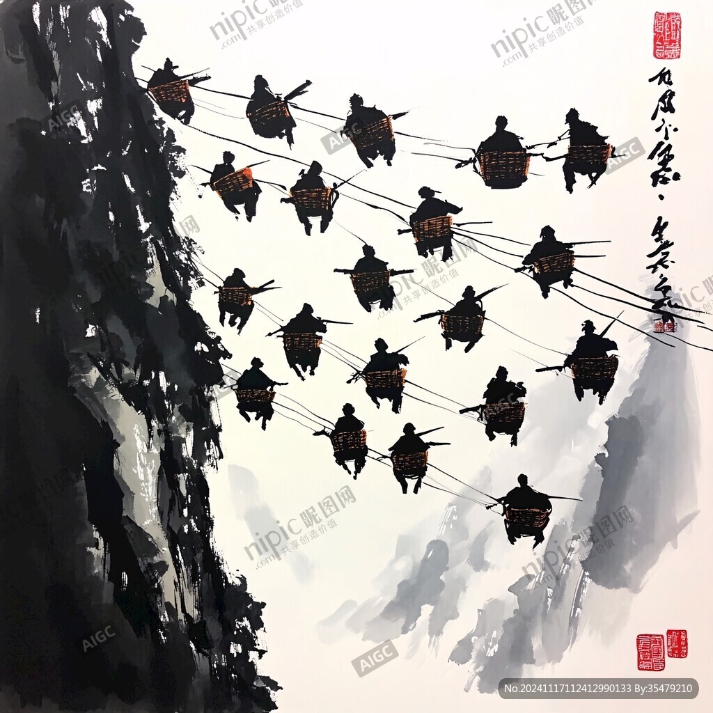 新中式水墨画战争
