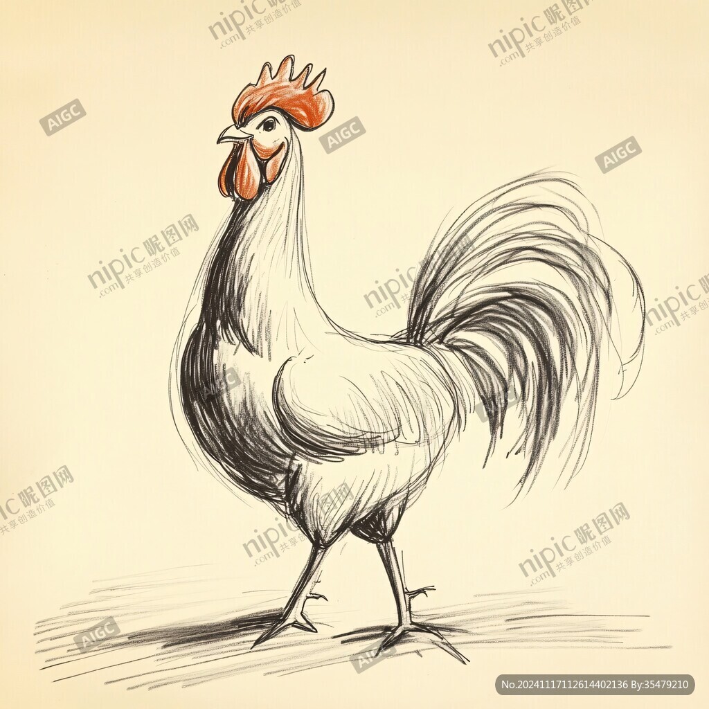 手绘鸡公