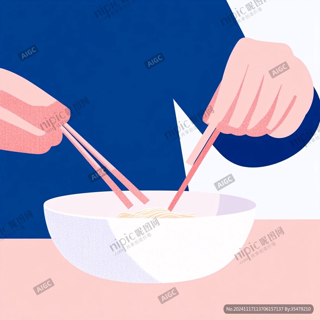 吃面插画
