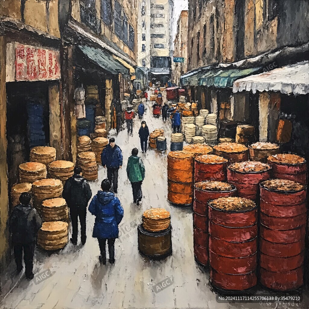 步行街油画