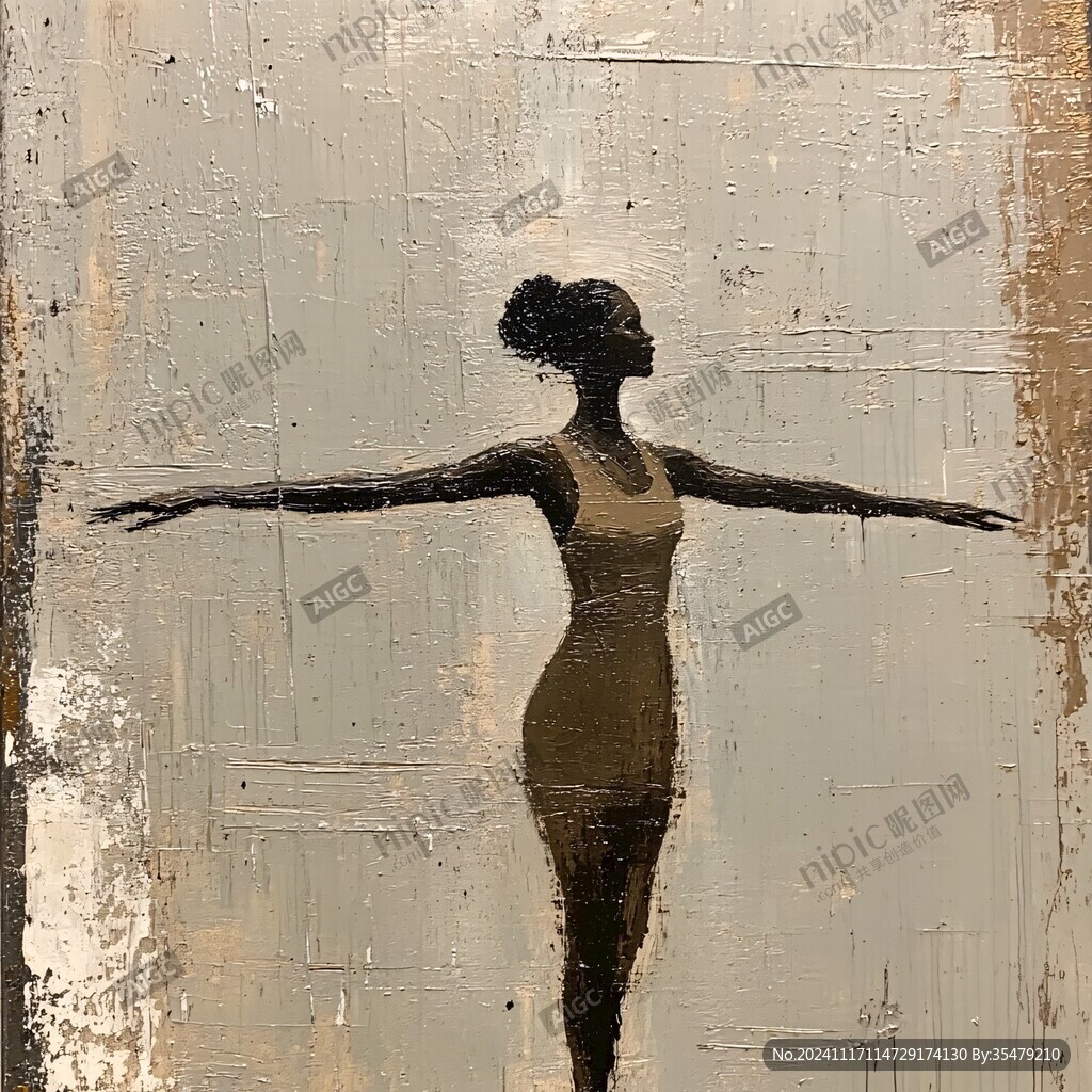 人物剪影油画
