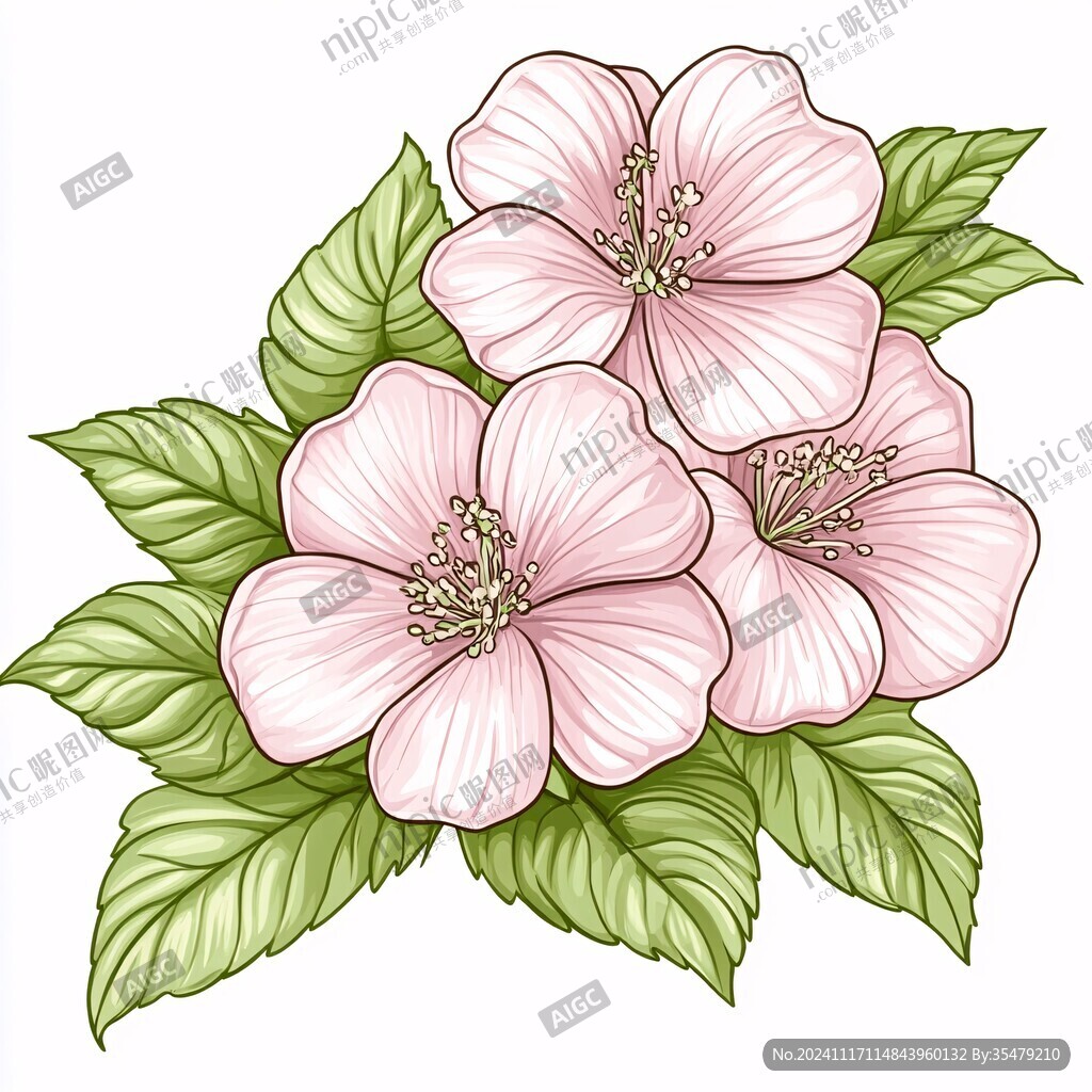 手绘木槿花