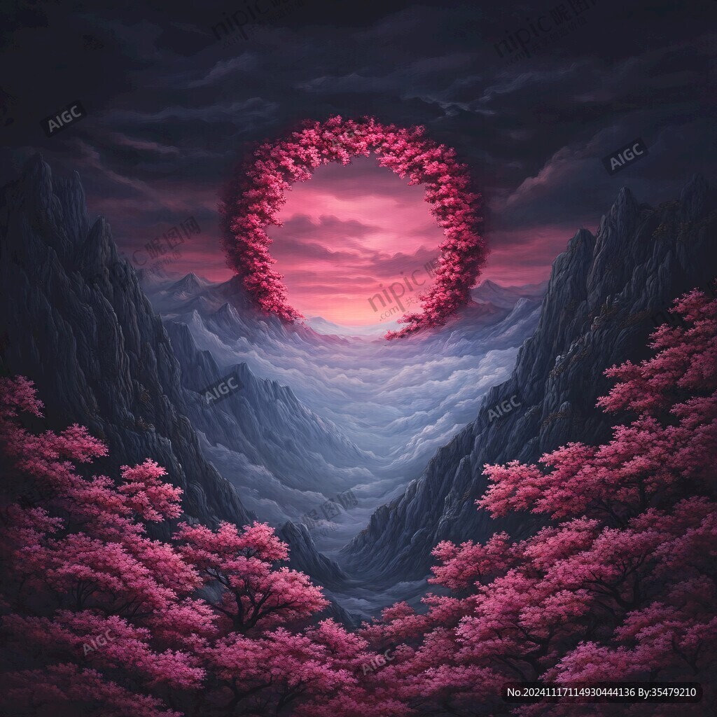 粉红色的超现实风景