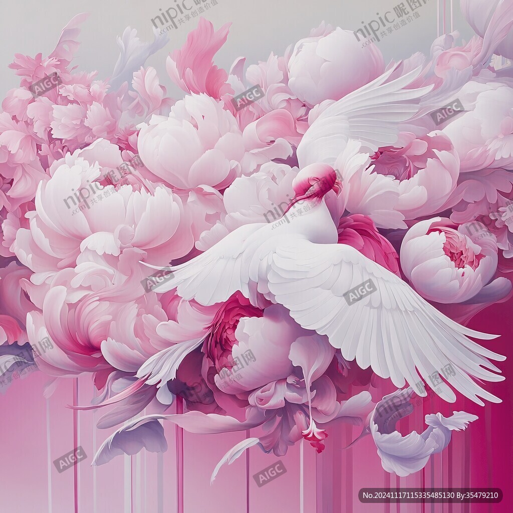 3d立体浮雕花卉花鸟