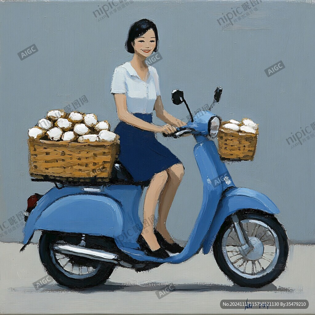 骑小电驴的女孩